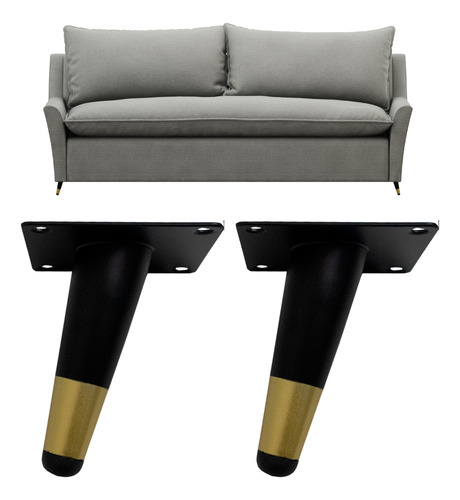 Kit 2 Patas Contemporaneas De Acero Mueble Sofa Negro Dorado