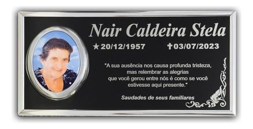Placa Lápide P/ Túmulo - 1 Foto Porcelana - Modelo 340