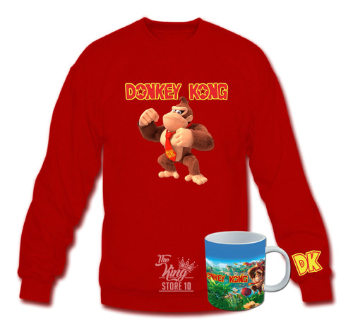 Poleron Cuello Polo + Taza, Donkey Kong, Nintendo, Juego Clasico, Arcade, Fans, Xxl