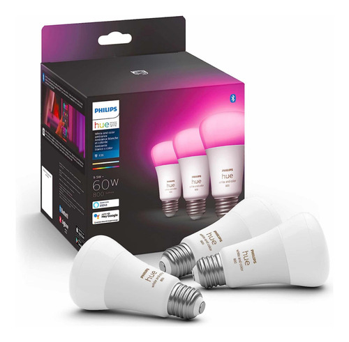 Lâmpada Philips Hue White And Color Ambiance A19 800lm Cor Da Luz Rgb 110v