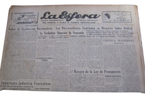 Periodico La Esfera Martes 27 De Julio De 1937 Original