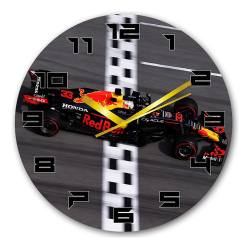 Reloj De Pared De Max Verstappen Auto F1  30cm Madera Mdf