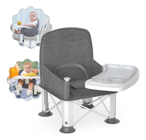 Asiento Elevador De Viaje Para Bebés Con Bandeja Doble,