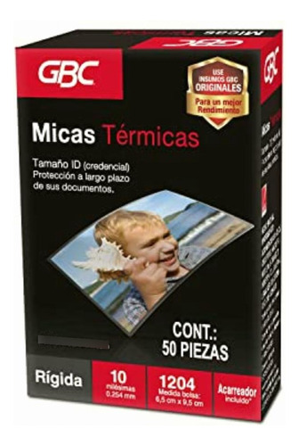 Gbc Mica Térmica 6.5 X 9.5cm, 10mil Rígida, 50pz