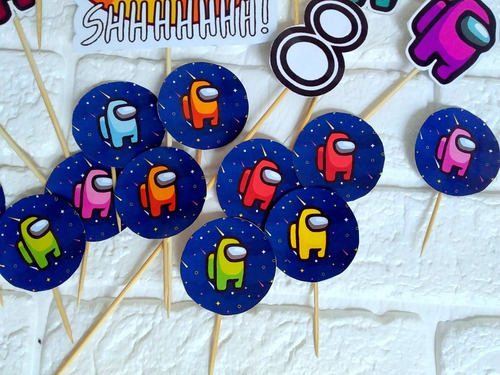 Imagen 8 de 9 de Caketopper Among Us Adorno Torta Personalizado+cupcake