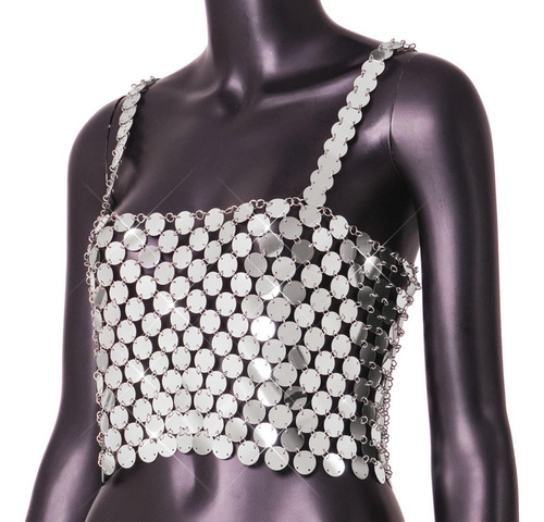 3 Lentejuelas De Moda Crop Top Midriff Baring Top Bralette