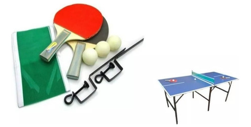 Combo Set 2 Paletas 3 Pelotitas Red Mesa Ping Pong Plegable