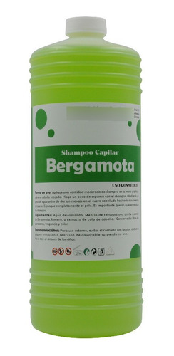 Shampoo Capilar De Bergamota Natural Anticaida  (1 Litro)