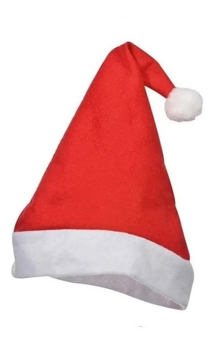 Gorro Papai Noel Em Feltro C/ Pom Pom Com 8 Unidades C/ Cor Vermelho