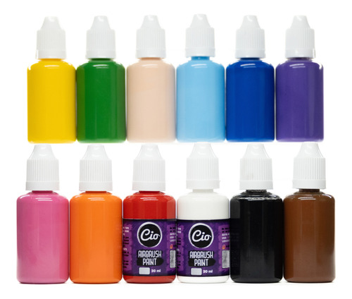 Set/pack Pintura Acrílica Para Aerógrafo Cio 12 Colores 30ml