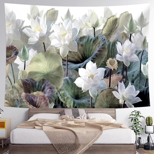 Tyanc Tapiz Flor Loto Floral Abstracto Acuarela Sala Estar