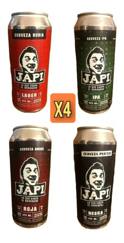 Cerveza Japi 473 Ml El Bananero X 4 Roja Rubia Negra Ipa