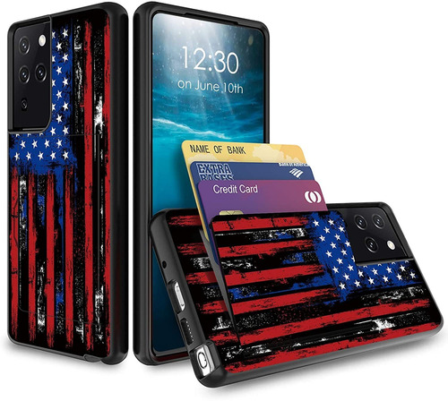 Funda Para Samsung Galaxy S21ultra-bandera De Eeuu+tarjet...