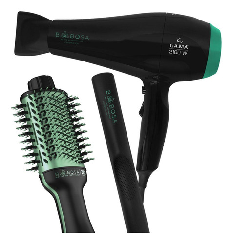 Kit Prancha Secador E Escova De Cabelo Babosa 127v