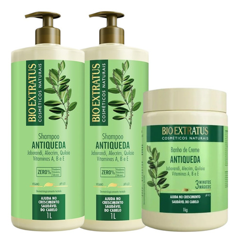 Kit 2 Shampoo 1 Banho De Creme Antiqueda Jaborandi 1 L B.ext