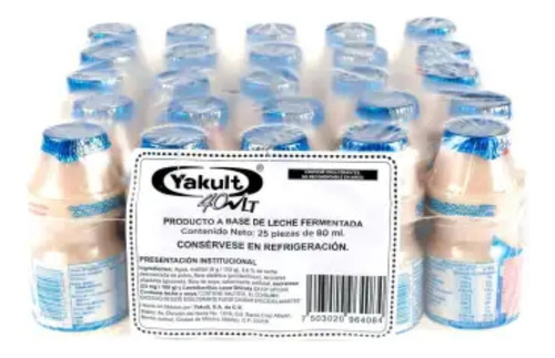 Producto Fermentado Yakult 40lt 25 Pzas De 80 Ml C/u