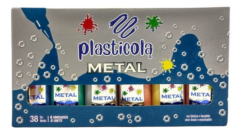 Adhesivo Vinilico Plasticola 38g.x 6 Colores Metalicos