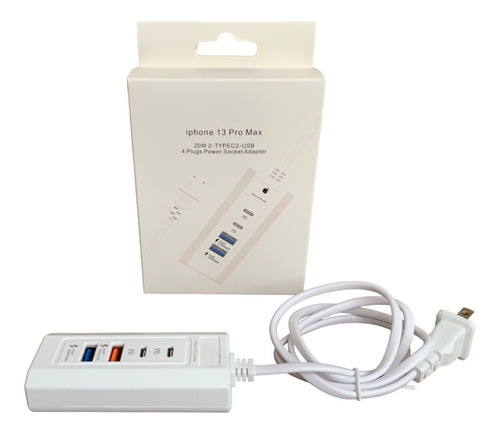 Multicontacto Para iPhone Carga Rápida 20w Usb Y Tipo C
