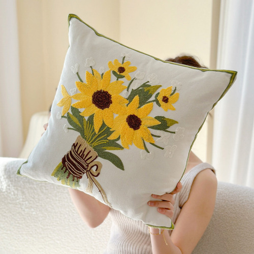 Funda De Almohada V De Algodón Con Forma De Girasol Para Jar