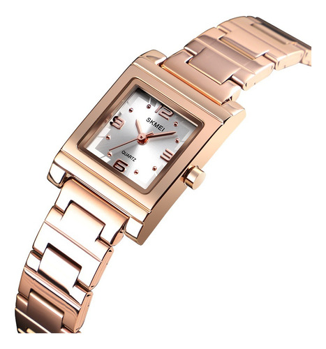 Reloj Elegante Marca Skmei En Acero Inoxidabl Color Oro Rosa