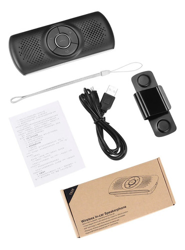 Altavoz Música Manos Libres Automóvil 2 Parlantes Ranura Sd Color Plateado Luz Azul