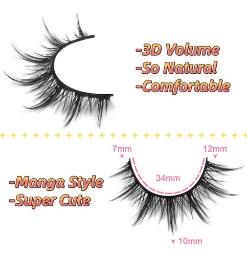Cílios Postiços Eydevro Manga Lashes Natural Look 7 Pares