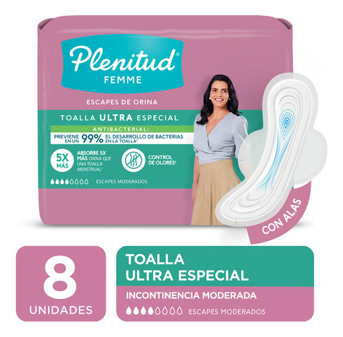 Imagen 1 de 3 de Plenitud Femme Toalla Ultra Especial X 8 Unidades