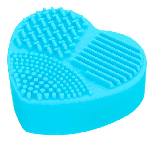 Limpia Brochas Maquillaje Estuche Esponja En Seco Formas Color Corazón Celeste