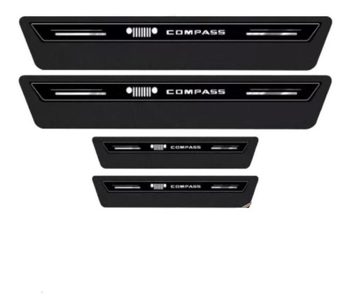 Kit Soleira Resinada Proteção Porta Jeep Compass - Preto