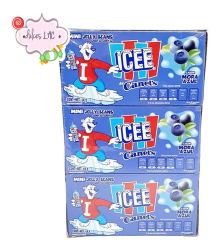 Dulce Jelly Beans Icee Mora Azul 450g C/9 Pzas 50g