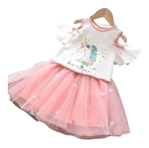 Conjunto De Ropa Para Niñas Polera Y Falda Tutu 4-10 Años