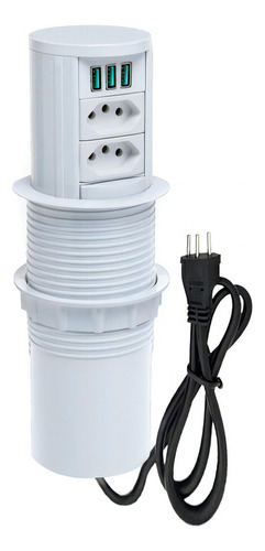 Torre De Tomada Totem Slim Automático 2 Tomadas 20a 3 Usb