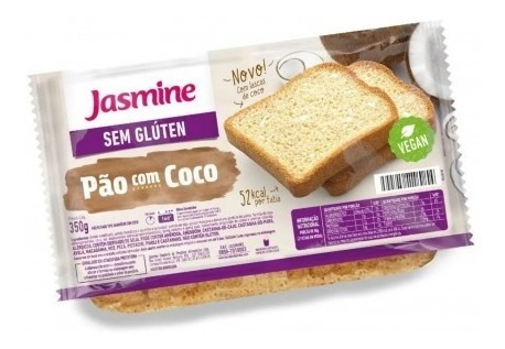 Imagem 1 de 1 de Pão Com Coco Sem Glúten 350g Jasmine Kit 5 Unidades