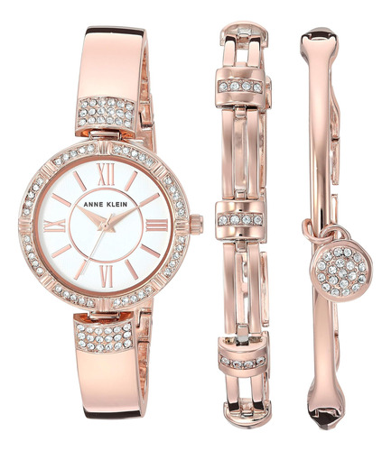 Juego De Pulsera Y Reloj Con Detalles De Cristal Premium Par