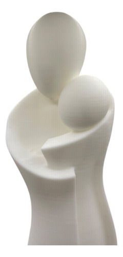 Estatua Escultura Abstracta Mamá Madre Con Bebé En Brazos Blanco
