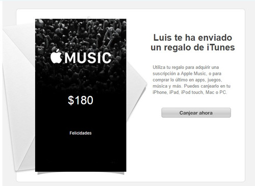 Tarjeta De Regalo Itunes $180