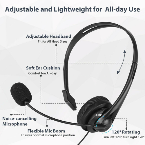 Auricular De Computadora Usb Cancelación De Ruido Control