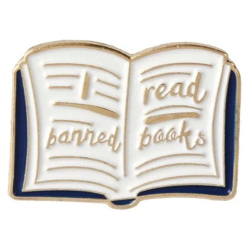 Pin Broche Libro - Blanco, Azul Y Dorado