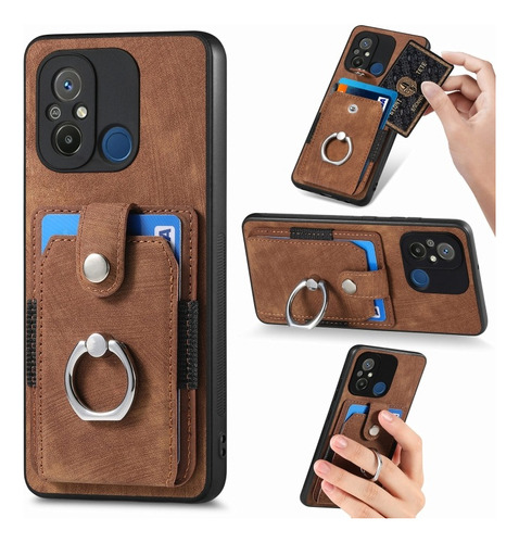Funda Para Xiaomi Ring Card Leather + Cristal Templado 9d