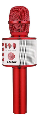 Micrófono Inalámbrico Bonaok, Q37, Color Rojo, Para Karaoke