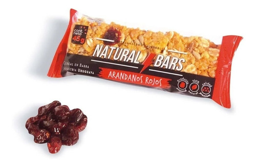 Barras Natural Bars Cereal Arándanos Rojos - Caja X 16