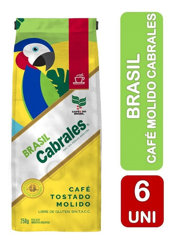 6x Cafe Molido Cabrales Brasil 250gr 1,5kg Sin Tacc