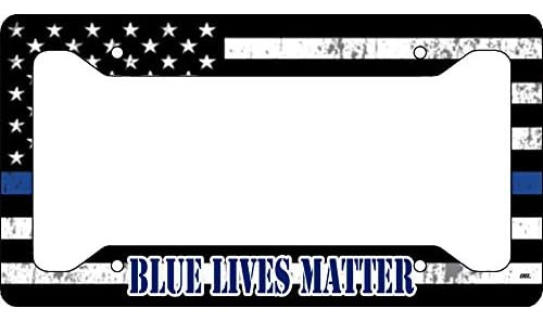 Thin Blue Line Police Officer Flag License Plate Frame ...