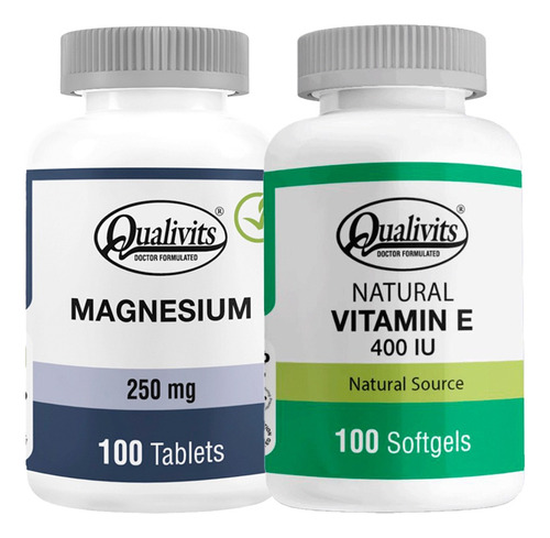 Magnesio 250 Mg + Vitamina E 400 U.i - Qualivits Sabor Natural