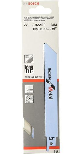 Imagen 5 de 5 de Hoja De Sierra Sable Bosch Para Metales Flexible X 2u S922ef