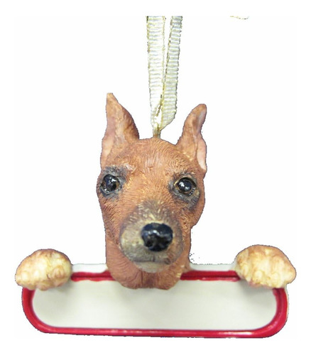 Pinscher Miniatura Ornamento Rojo  De Papa Noel Pals Con Pl