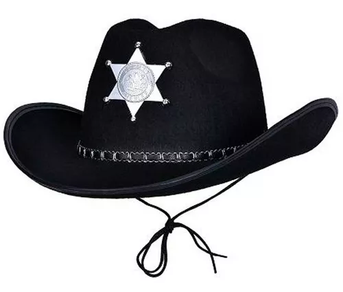 Gorro Sheriff Negro Disfraz Sombrero Cowboy Halloween Fdd