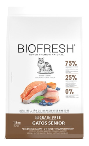 Ração Para Gatos Sênior Peixe Branco e Salmão 1,5kg Biofresh