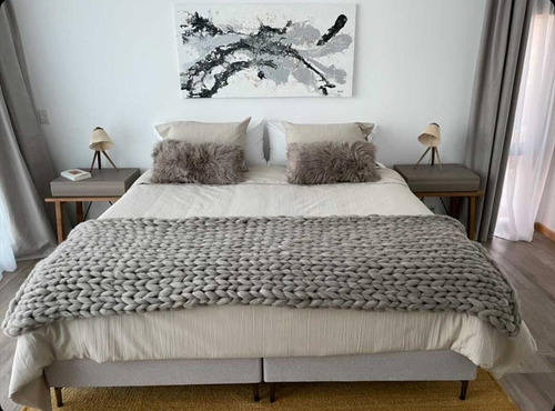 Manta Xxl Nórdica 1,80x0,70 Pie De Cama Artesanales Gris 