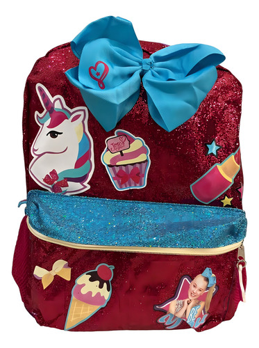 Mochila Jojo Back Pack Primaria Color Rosa Fiucha Diseño De La Tela Brillante